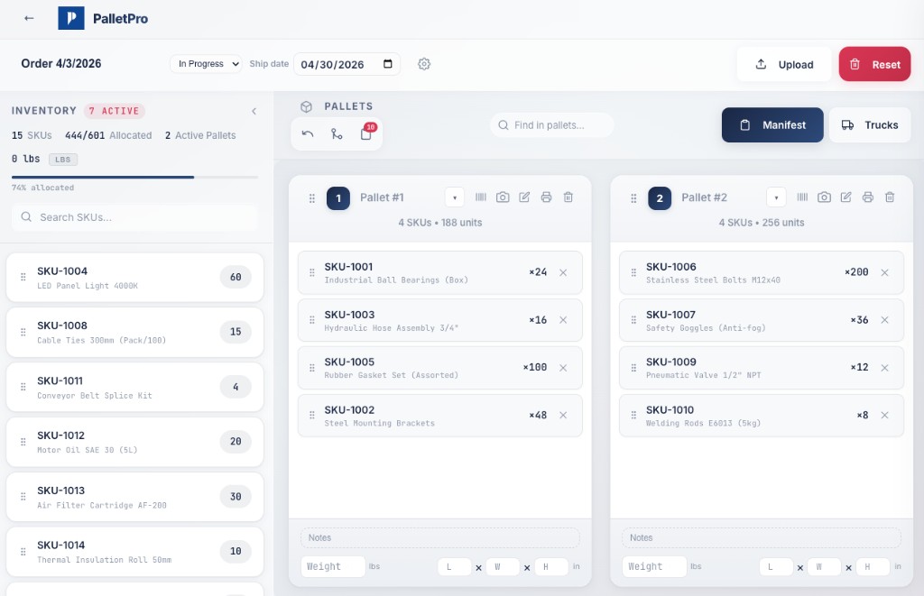 PalletPro | Pallet Consolidation & Warehouse Manifest Software